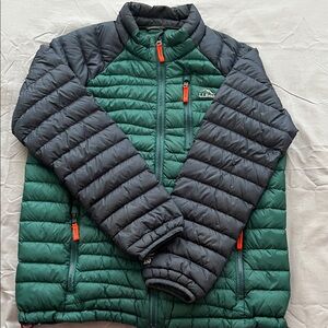 L.L. Bean kids Forest Green and Charcoal Puffer Jacket
